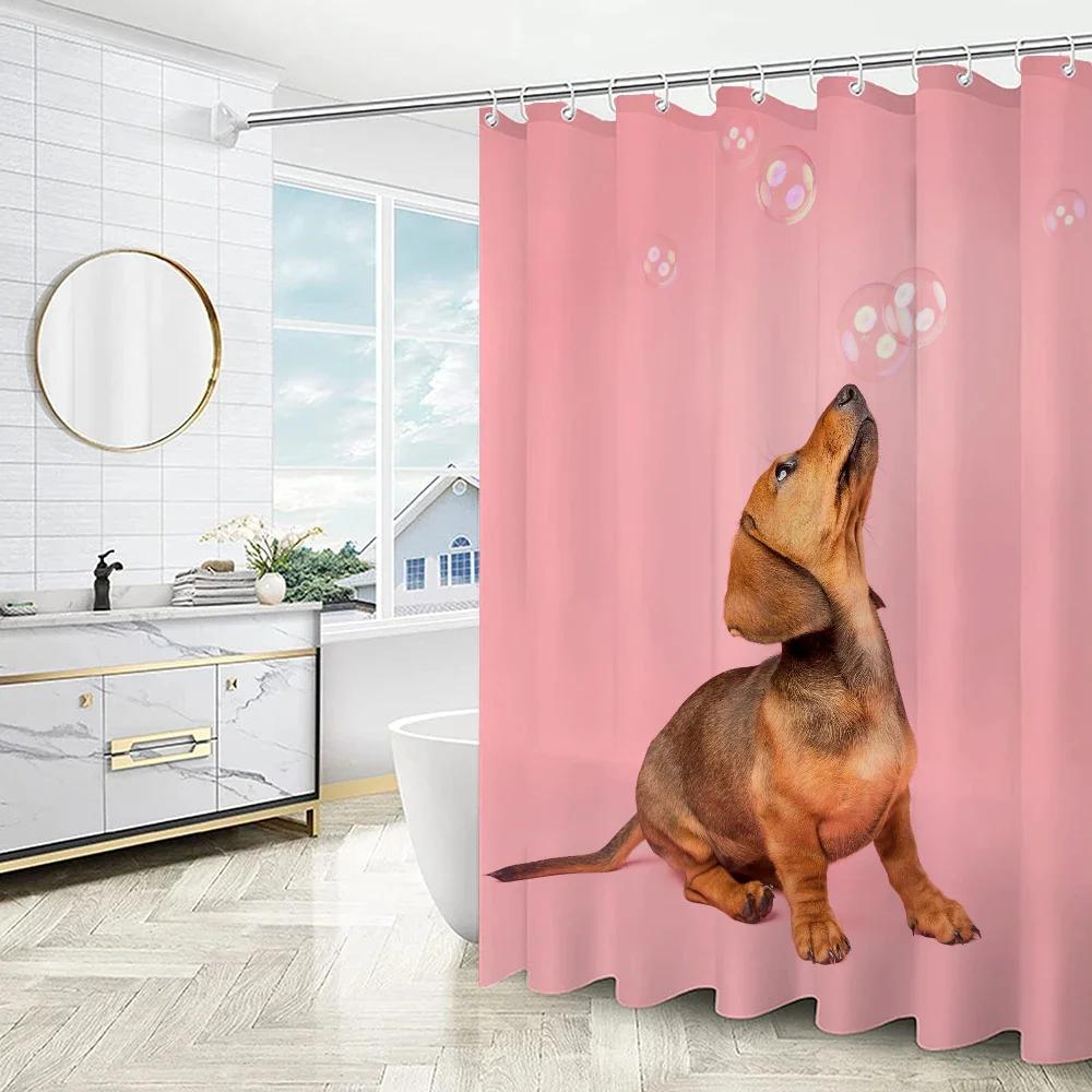 Curtains In the Bathroom Curtain for Quarto Dachshund Folding Partition Shower Accessories Bath Bedrooms Houses Rooms Waterproof