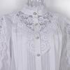 Lace Hollow Out Hook Flower Blouse Women Cotton Shirts Button White Black Top Long Sleeve Stand Collar Elegant Shirt