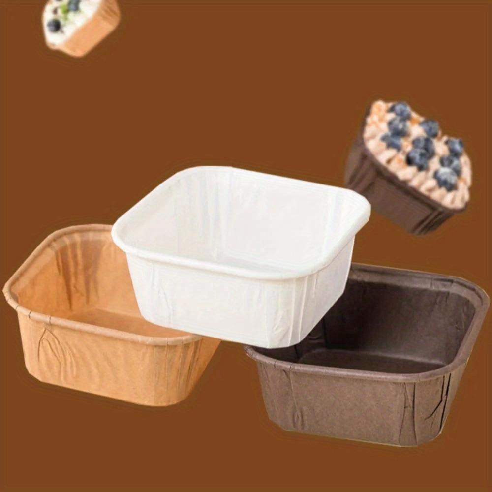 50Pcs Muffin Cupcake Paper Cups Square Cupcake Liner Baking Muffin Box Cup Case Kitchen Wedding Party Cake Decoration Cake Mold