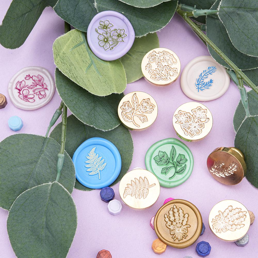 1pc Botanical Wax Seal Stamp Head, Brass Metal Wax Stamp Seal Stamps for Letter Sealing Seals Stamps for Wedding Invitations