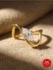925 Sterling Silver Fashion Shiny Curve Marquise Zircon Ring For Women Engagement Wedding Luxury High Quality Fine Jewelry