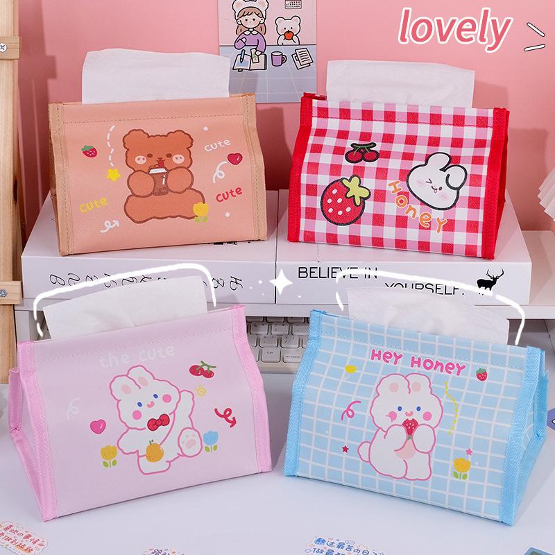 Korean Version Of The Cute Cartoon Bear Tissue Box Girl Heart Pu Desktop Tissue Storage Student Dormitory Paper Box