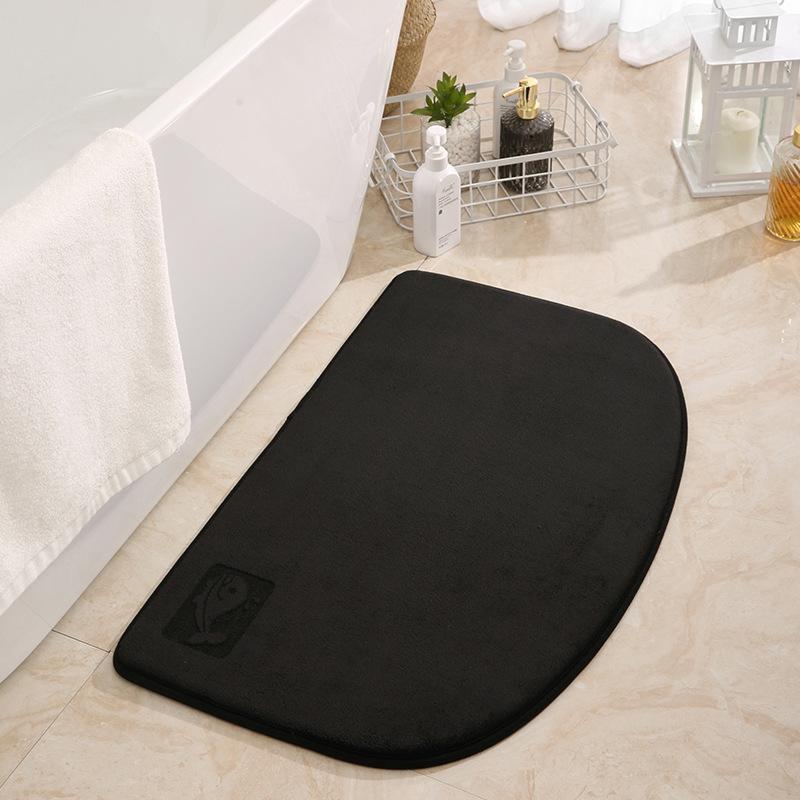 Inyahome Light Blue Cute Bathroom Mat Half Round Memory Foam Floor Rugs  Non-Slip Highly Absorbent Inside Funny Entryway Carpet