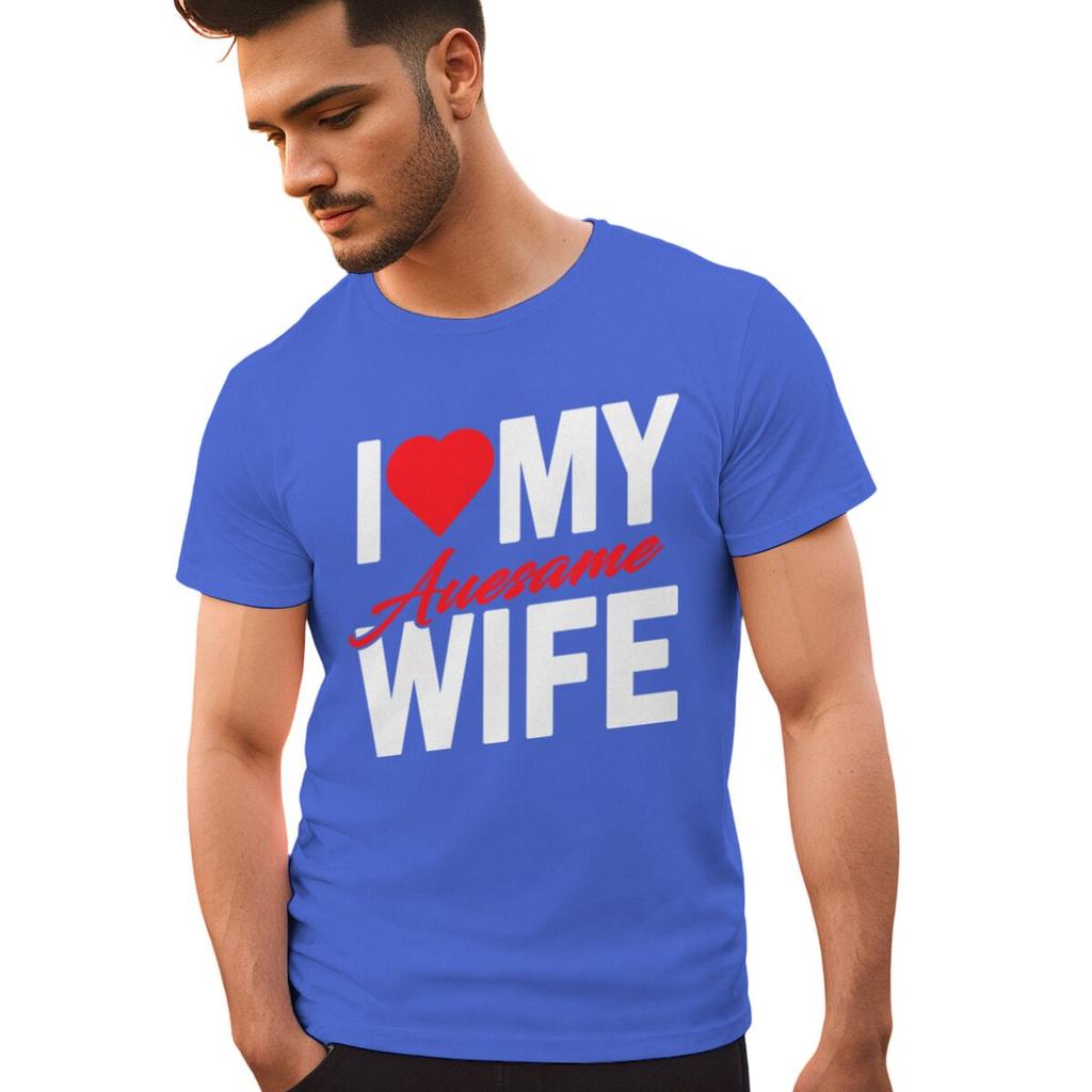 I Love My Awesome WifeHusband T Shirts Women Men Valentine Anniversary Gifts Honeymoon Couple Outfits Fashion Lover Tees
