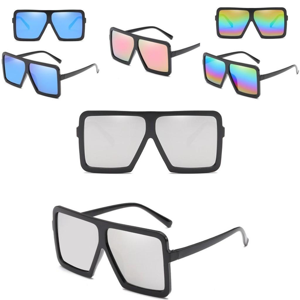Women's Flat Top Large Steampunk Square Frame Oversize Sunglasses With Uv Protection