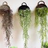 Natural Grass Hanging Vase Storage Basket Flower Basket Rattan Garden Wall Decorative Arts Crafts