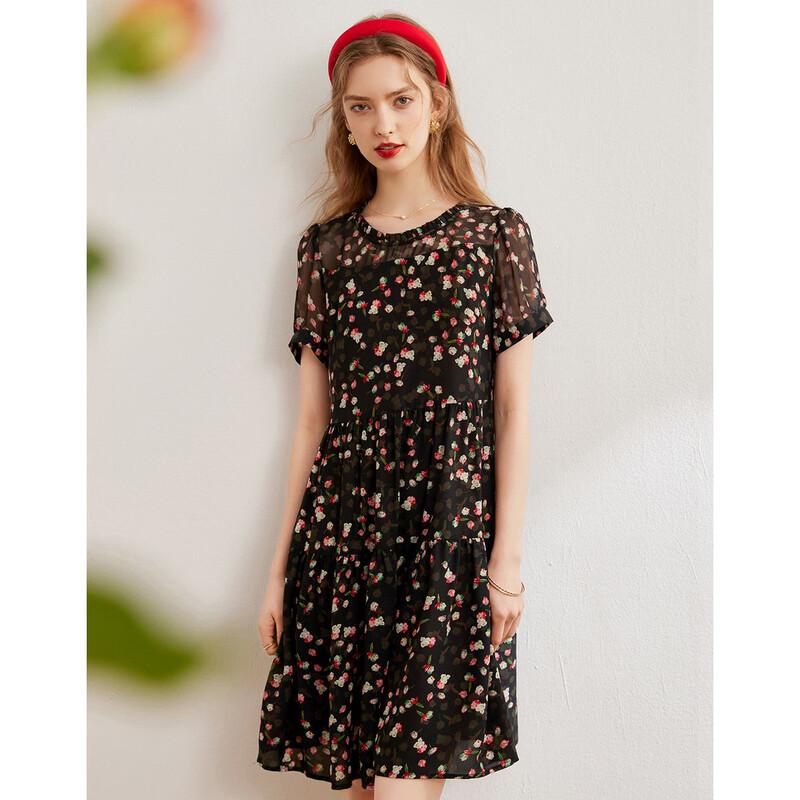 Bailuyu Women's Floral Print A-Line Midi Dress