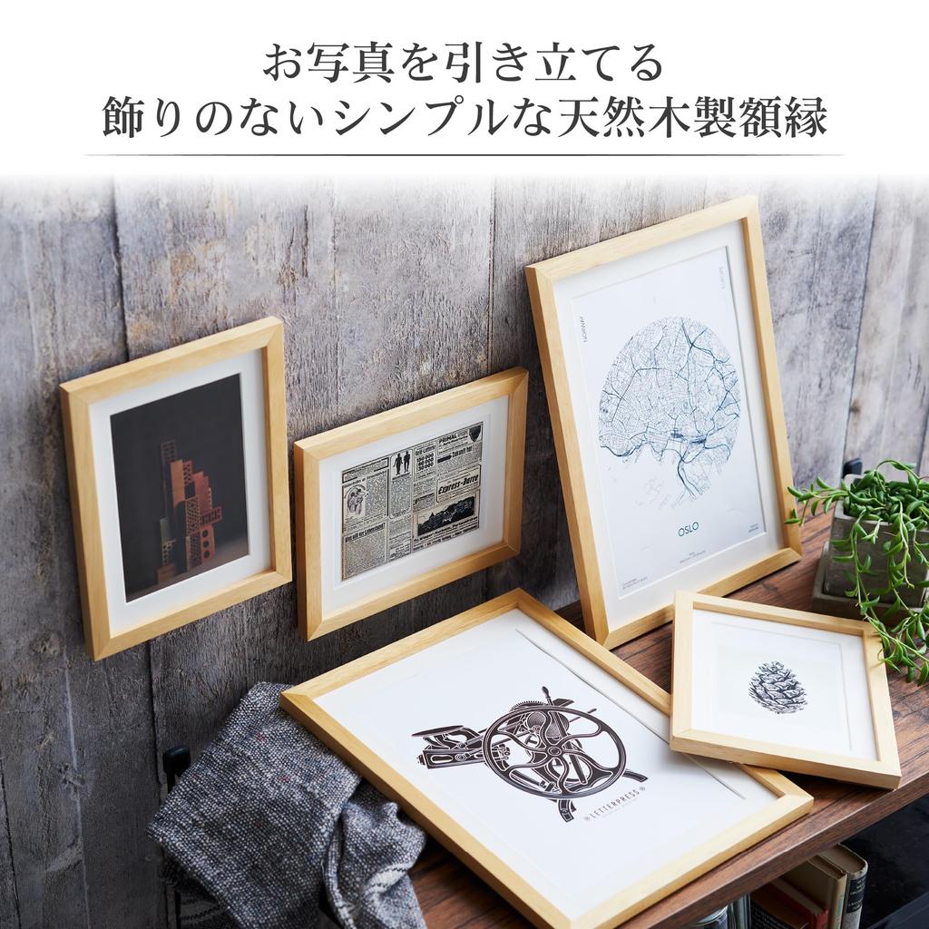 HAKUBA Picture Frame with Natural MM-01, 6-cut size, Wooden, Stand, FWMM01-NT6