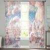 Christmas Candy Winter Curtains For Living Room Bedroom Home Decoration Window Voile Tulle Curtain Drapes