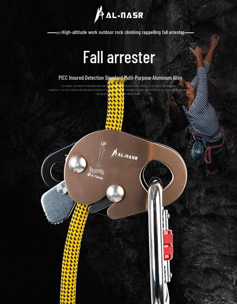 Alnas Self-Locking Rope Grabber: Outdoor Fall Protection & Climbing Tool.