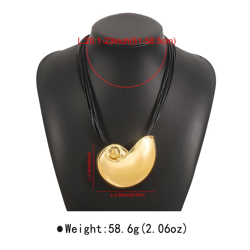 Tooxika Glossy Conch Pendant Necklace Trendy Exaggerated Geometric Waxed Wire Ocean Style Necklace