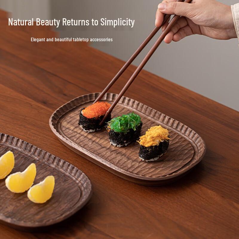 ZISIZ Handmade Black Walnut Wood Serving Plate