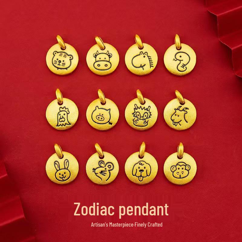 

3D Gold-Plated Zodiac Pendant - Pure Copper, Vietnamese Sand Gold, Women s Accessory Dog
