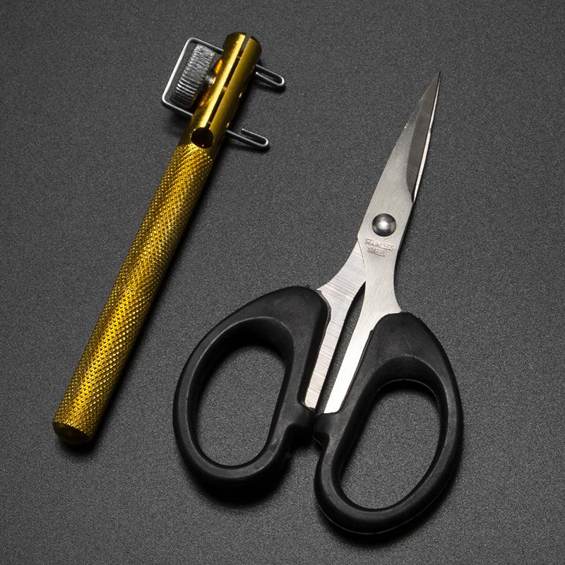 Golden Dual-Function Metal Knot Tying Tool - Portable, Manual, and Durable Aluminum Alloy Design