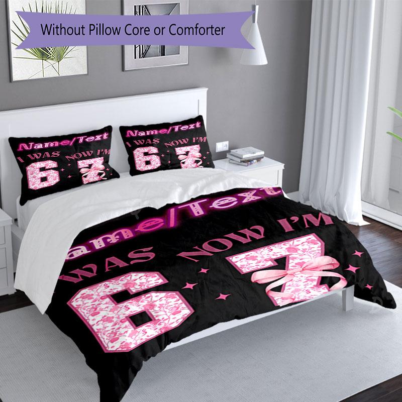 3PC Custom Name Happy Birthday Celebration Bedding Set Printed Bedding Set Duvet Cover Closure Includes 1 Duvet Cover & 98 Pillowcases for Bedroom