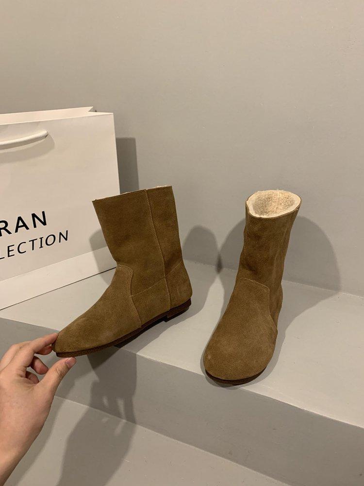 

Fur integrated snow boots fluffy shoes women s 2025 autumn and winter new Korean version warm velvet cotton boots flat short boots 39