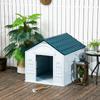 Plastic Weather-Resistant Dog House, for Indoors and Outdoors, Large Dogs - White and Blue