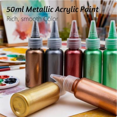 50ml Parelmoer Acrylverf Waterdicht Metaalachtig Kunstpigment in Knijpfles DIY Knutsel Canvas Schilderspullen