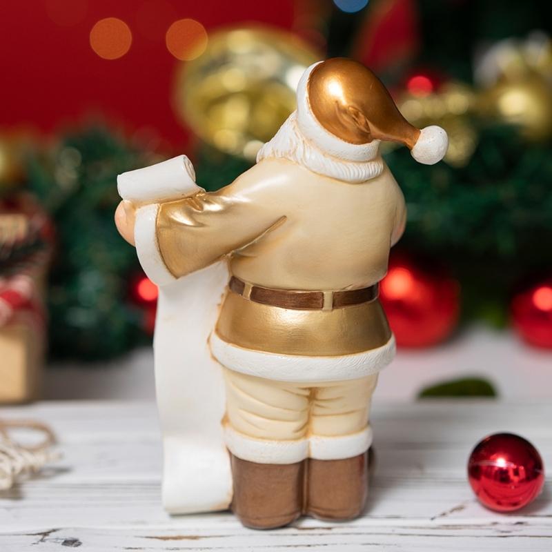 Handcrafted Santa Statue Resins Ornaments For Desktop Christmas Scene And Festival Decoration