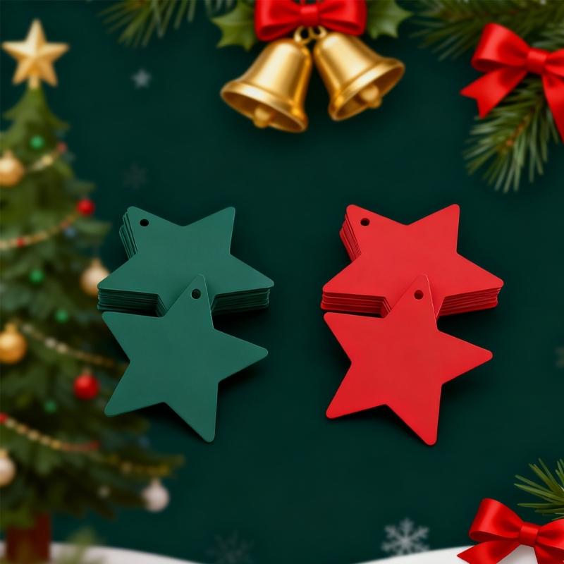 160 st Stjärnformade Julhängande Etiketter Skrivbara Julklappsetiketter med Hängande Snöre för Festivalpresentförpackning