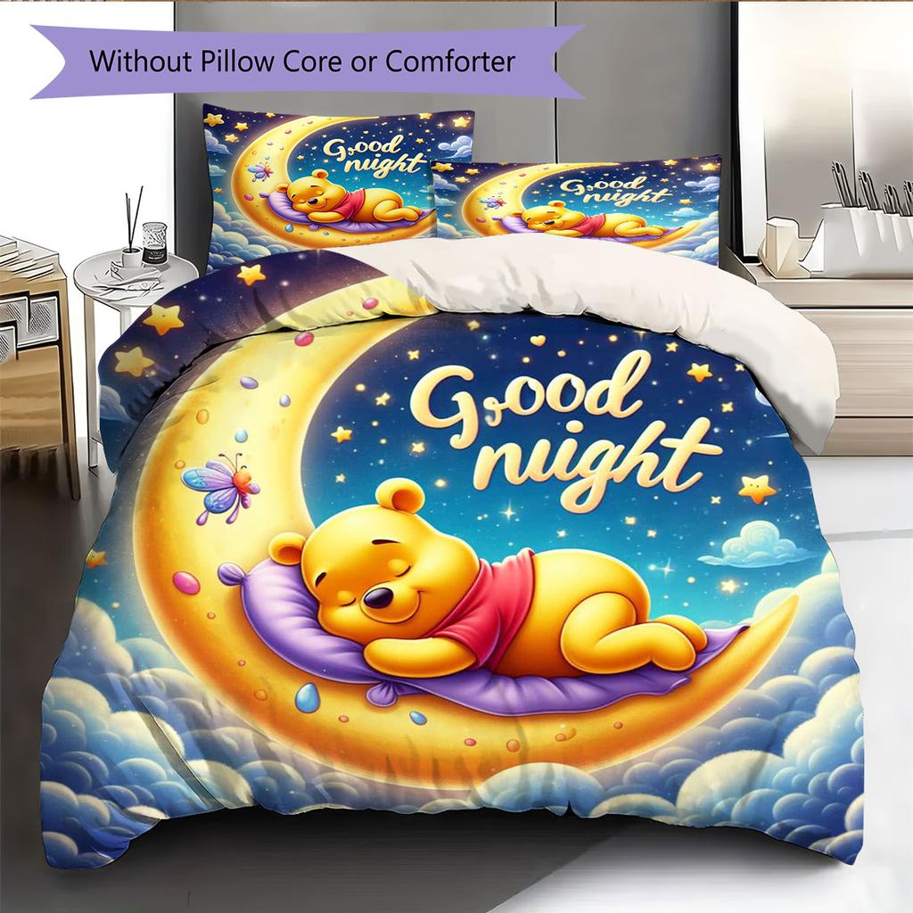The Winnie Pooh Sleeping On The Moon Bedding Set Is Soft and Warm Making It The Perfect Choice Decorating A Child's Bedroom