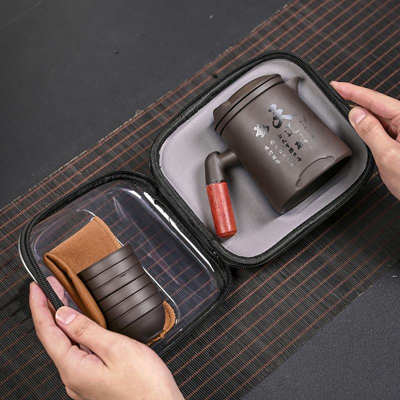 Travel tea set Portable outdoor camping Travel tea drinking equipment Accompanying express cup One pot of six cups