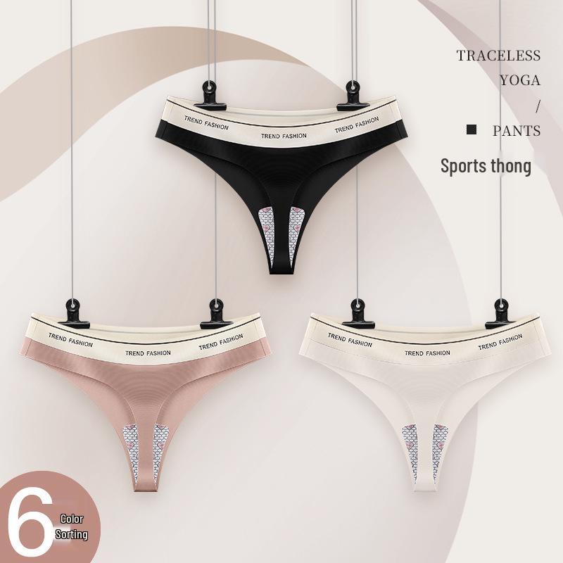 Plus Size Seamless Low-Rise Ice Silk Thong: Sexy, Antibacterial, Cotton Crotch Women's Underwear