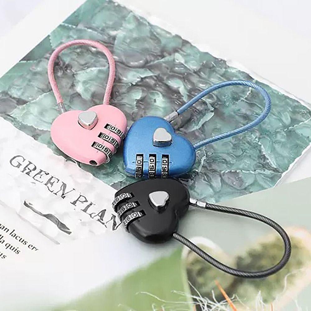 Valentine's Day Heart Style Love Password Lock 3 Digit Password Combination Lock Concentric Lock Backpack Security Tool