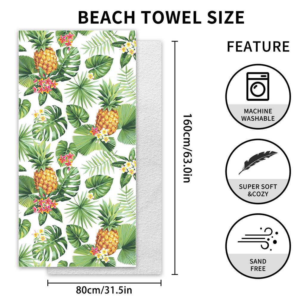 Tropical fruit plant pattern beach towel microfiber printed bath towel double-sided velvet quick-drying towel