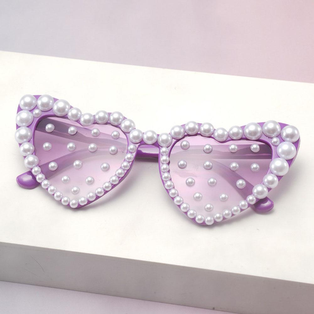 Fashion Sunglasses Fashionable Love Pearl Sunglasses Heart Shaped Sunglasses Anti-Ultraviolet For Party Cycling Outdoor Sports