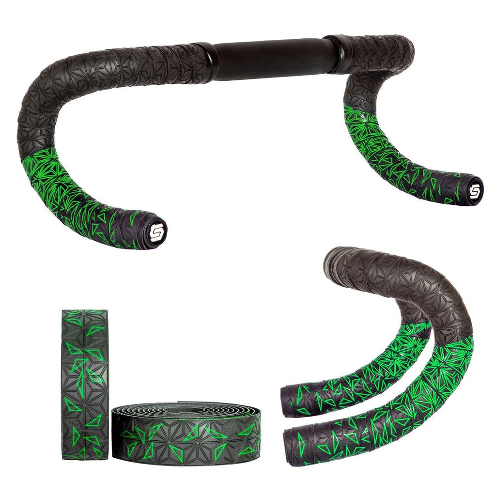 Chrysanthemum Pattern Shock-Absorbing Gradient Bicycle Handlebar Tape - Breathable, Two-Tone, Wear-Resistant PU for Road Bikes.