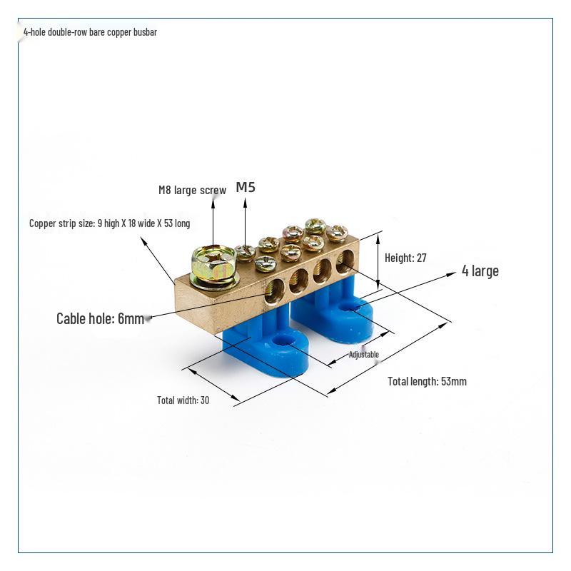 9x18/12x18 Pure Copper Double Row Grounding & Neutral Busbar with Terminals