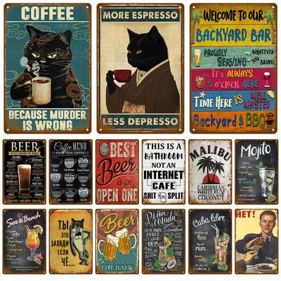 Home Decor Retro Cocktail Tin Sign Plaque Metal Sign Beer Plate Vintage Posters Wall Art For Bar Pub Club Man Cave Iron Painting