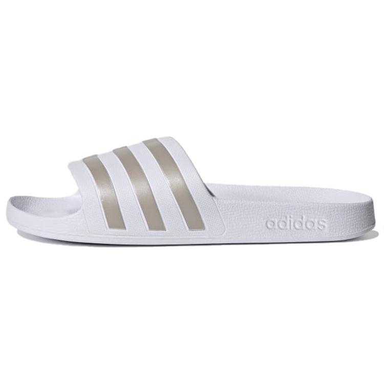New Adidas Adilette Aqua Slides Cloud White Platinum Metallic EF1730