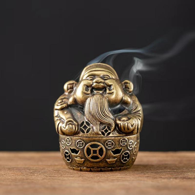 Antiker Kupfer Räucherbrenner Nicht-klebriges Pulver Kleine Glückverheißende Spiralräucherung Zuhause Innenraumduft Lang Anhaltende Aromatherapie