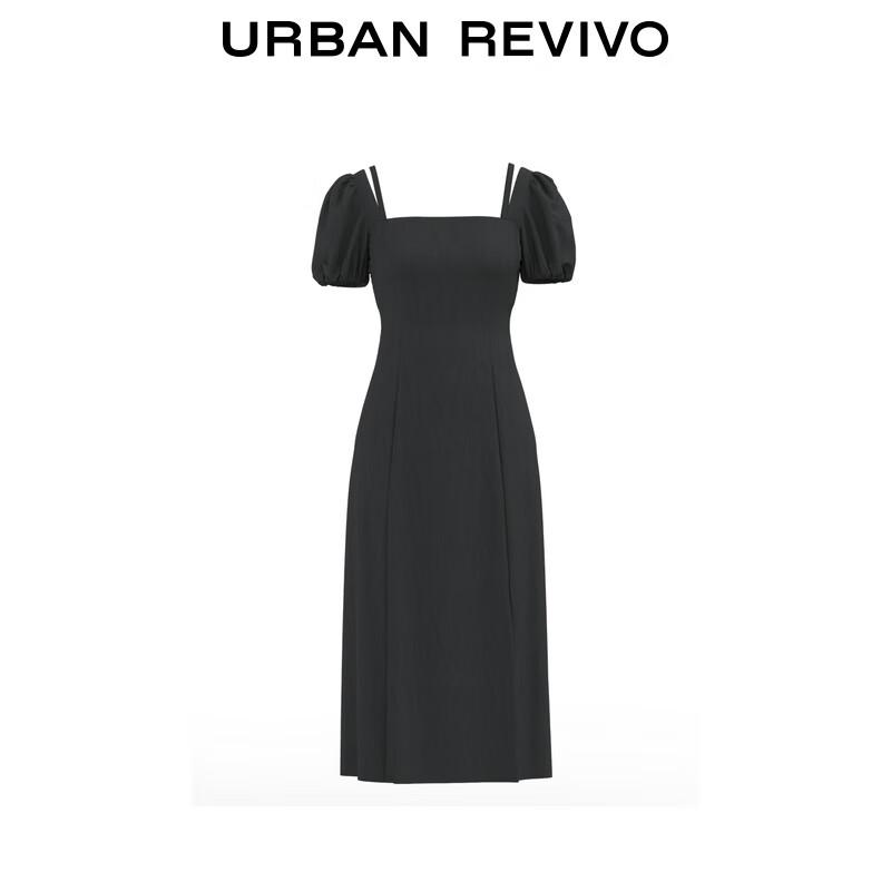 UR 2025 Spring French Square Neck Short Sleeve Dress