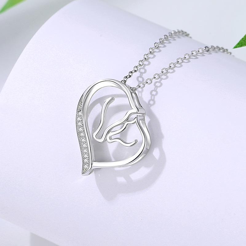 

Ожерелье из стерлингового серебра S925 в виде сердца с двойной лошадиной головой – Женская модная цепочка для ключицы, в европейском и американском стиле. Sterling silver