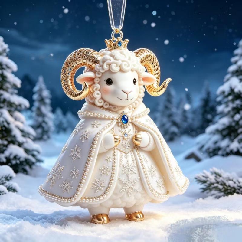 Shining Goat Hanging Ornament 2D Flat Embossed Pattern Goat Bag Charm For Festive Occasions Gifts