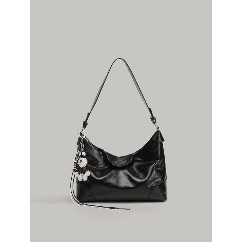 

Niche Design Simple Baguette Bag Women Summer Fashion Advanced Sentong Qin Shoulder Underarm Bag Work Small Carrying Bag Black