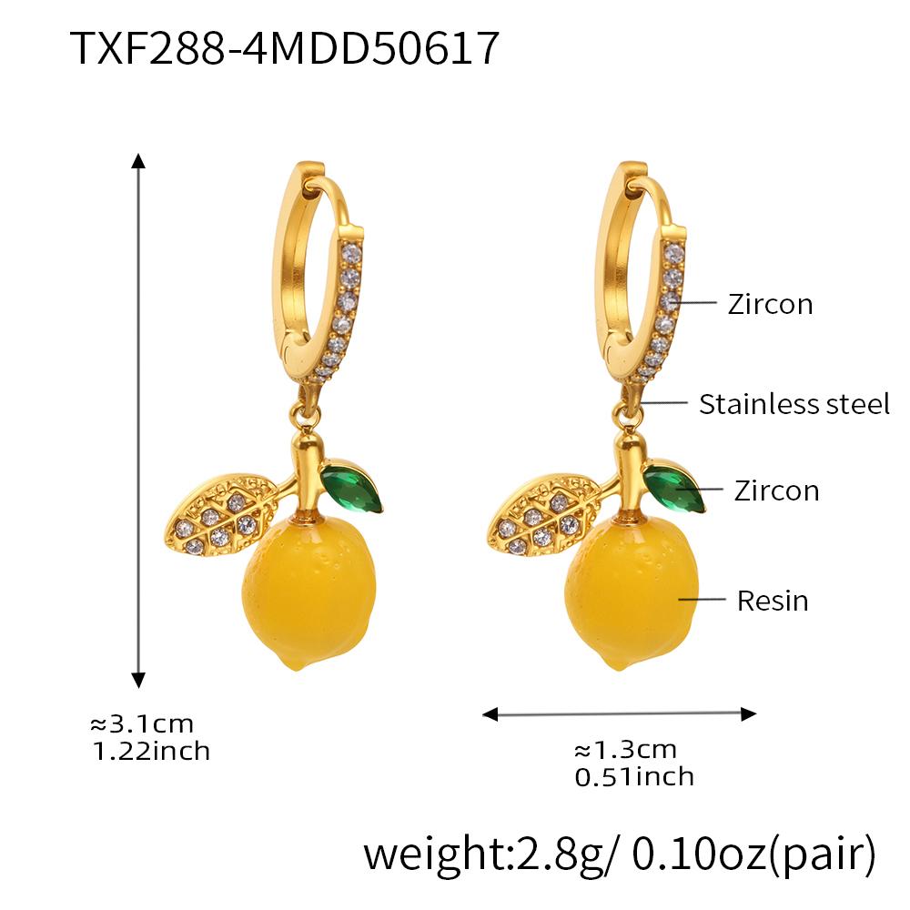 Nivora Resin Fruit Lemon Pendant Necklace For Women Imitation Zircon Stainless Steel Zircon Handmade Strand Beads Choker Zircon