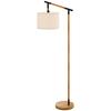 Metal Frame Floor Lamp with 350 Degree Rotating Lampshade, for Living Room and Bedroom, LED Bulb Included, Brown