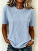 Women's Regular Fit Geometric Striped Print T-Shirt Crew Neck Short Sleeve Classic Stylish Casual Tops Daily Wear