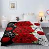 3D Rote Rosen Blumenmuster Decke Schwarz Weiß Splice Muster Warm Gemütlich Weich Überwurf für Alle Jahreszeiten für Couch Sofa Bett