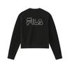 Fila Original Simple Personality Trendy Fashion Retro Sports Casual Short Round Neck Pullover Sweatshirt Women Sweatshirt Black F11W549203FBK