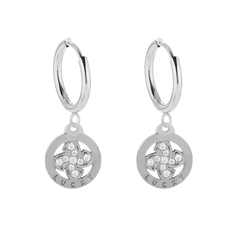 925 Sterling Silver Commuter Versatile Earrings 18K Gold Zircon Earrings Clover Sun Pendant Ear Buckles