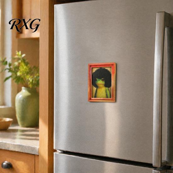 Hair Style Frog Magnet Abstract Refrigerator Magnet, Framed Hairstyle Fridge Animal Frame Home Kitchen Office Decoration Party Favors Magnetic
