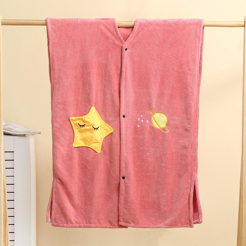 Quick-Dry Coral Fleece Hooded Cloak Bathrobe for Adults and Kids