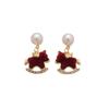 Zodiac Year Zircon Pearl Horse Earrings - Luxurious, Modern Studs for Women