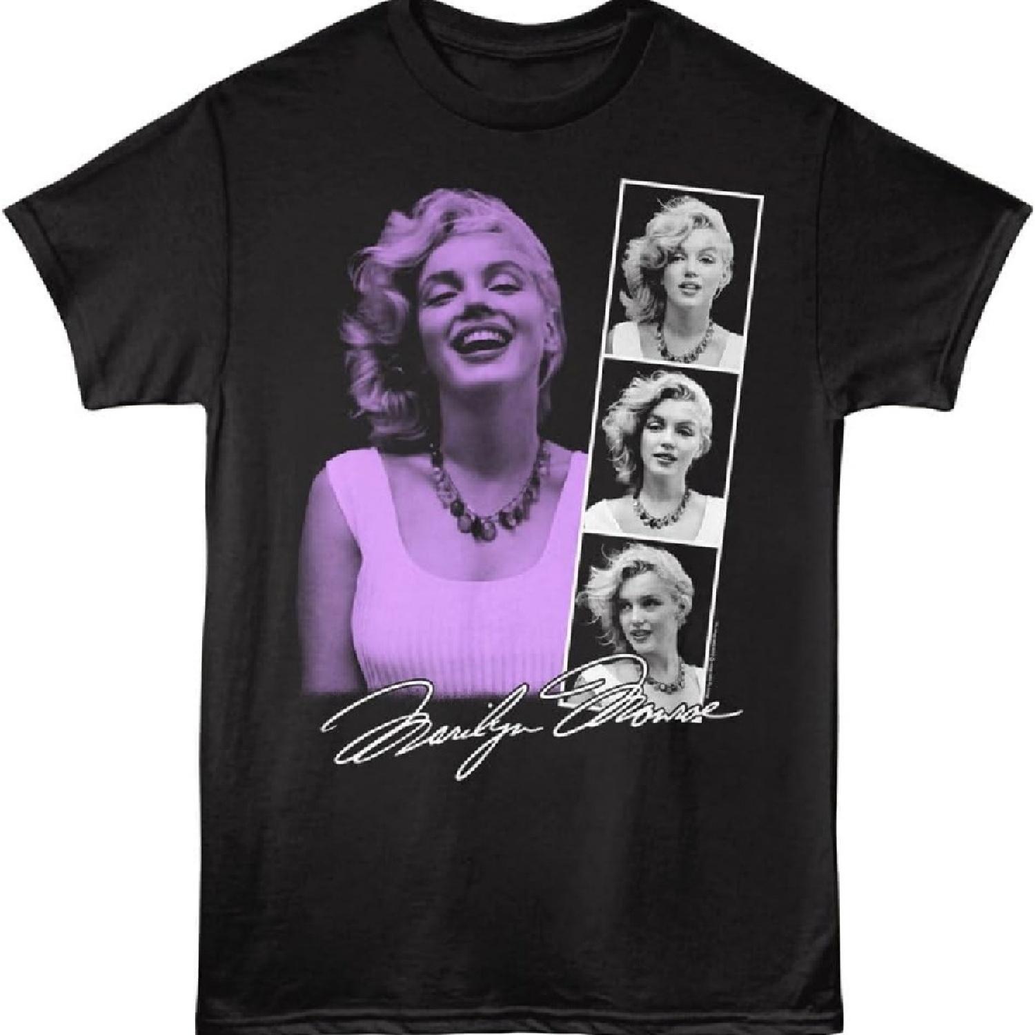 Мэрилин Монро Фотобудка Полоска Взрослая Футболка с Коротким Рукавом Поп-культура Актриса Винтажный Стиль Графическая Футболка XXXXXL чёрный