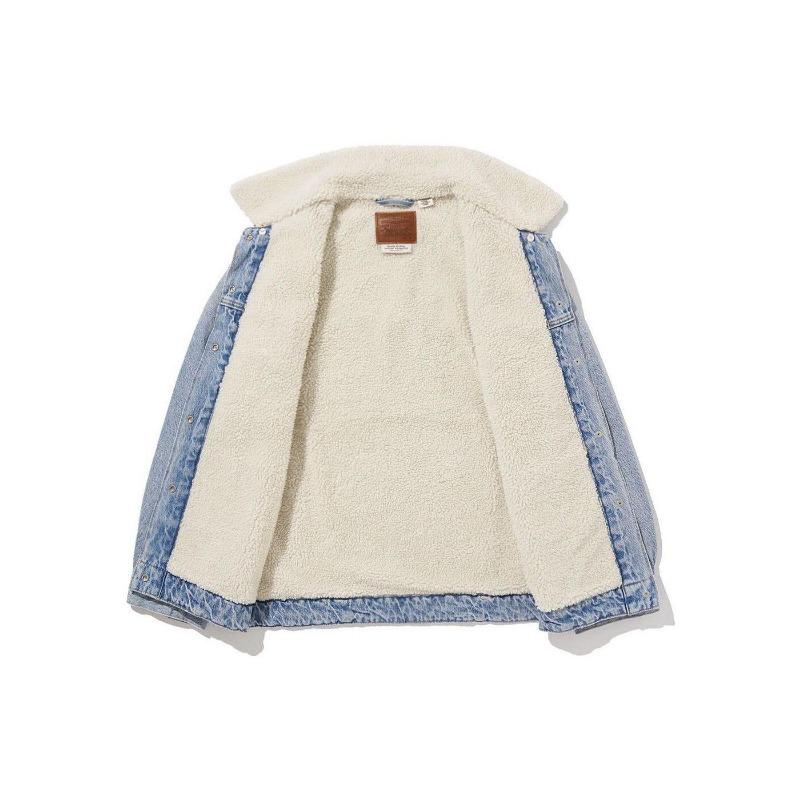 Levis FW22 Casual Solid Color Lamb Wool Collar Loose Denim Jacket Women Jackets Blue A3484-0000